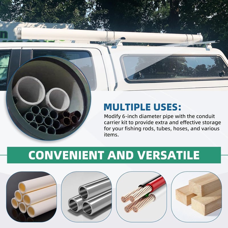 Ustinian Universal Conduit Carrier Kit for Safe Transport and Hold of 6" PVC Pipe, Reliable Protection Locking Mechanism Strong Stability, Silver - Image 4